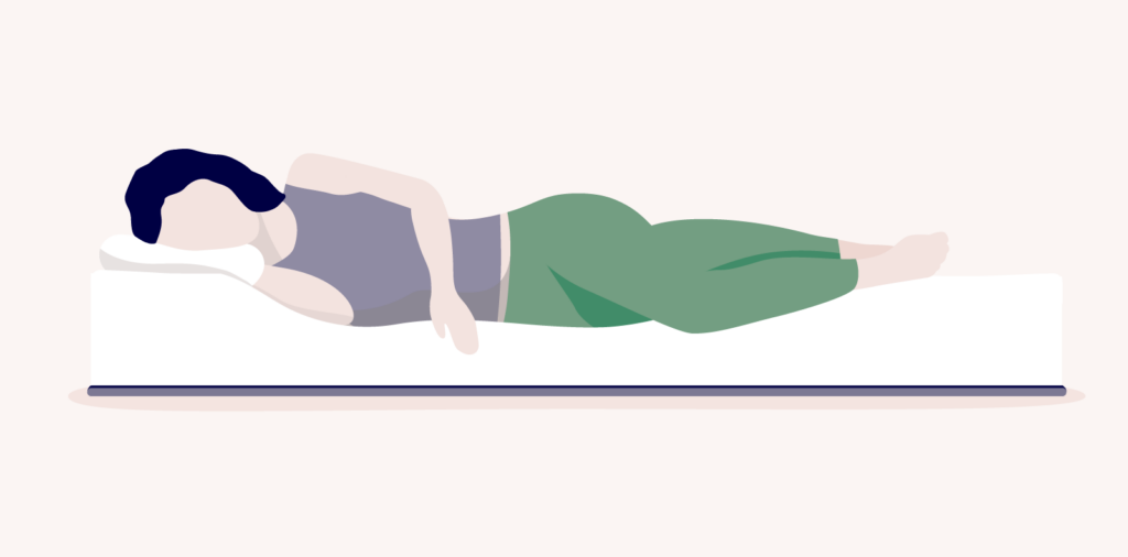 best sleeping positions for neck pain illustration of a woman laying on her side