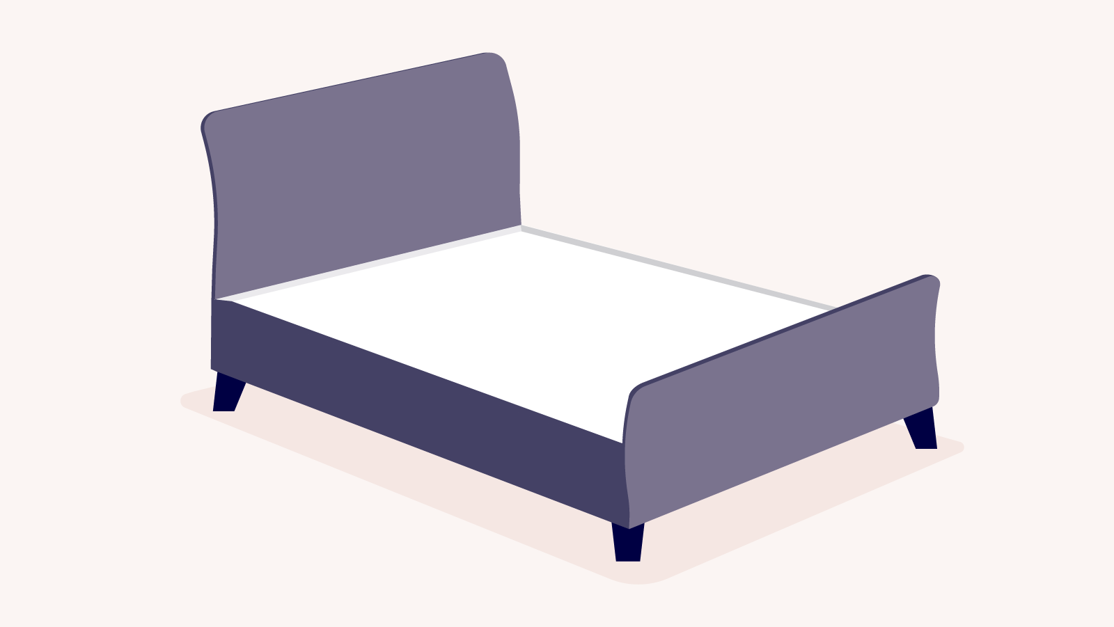 types of bed frames: illustration of a sleigh bed frame