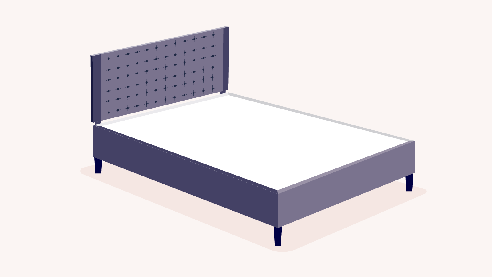 types of bed frames: illustration of an upholstered bed frame