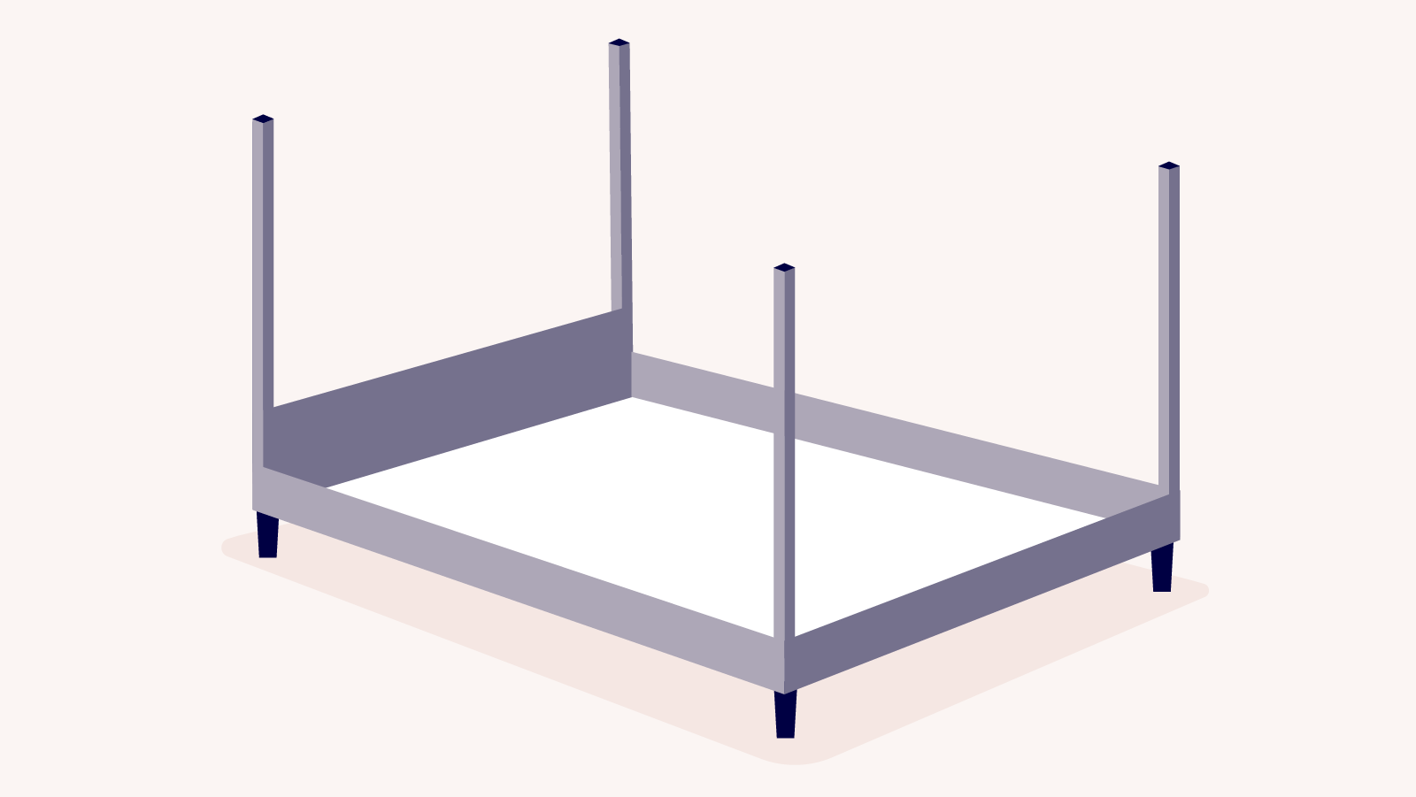 types of bed frames: illustration of a four poster bed frame