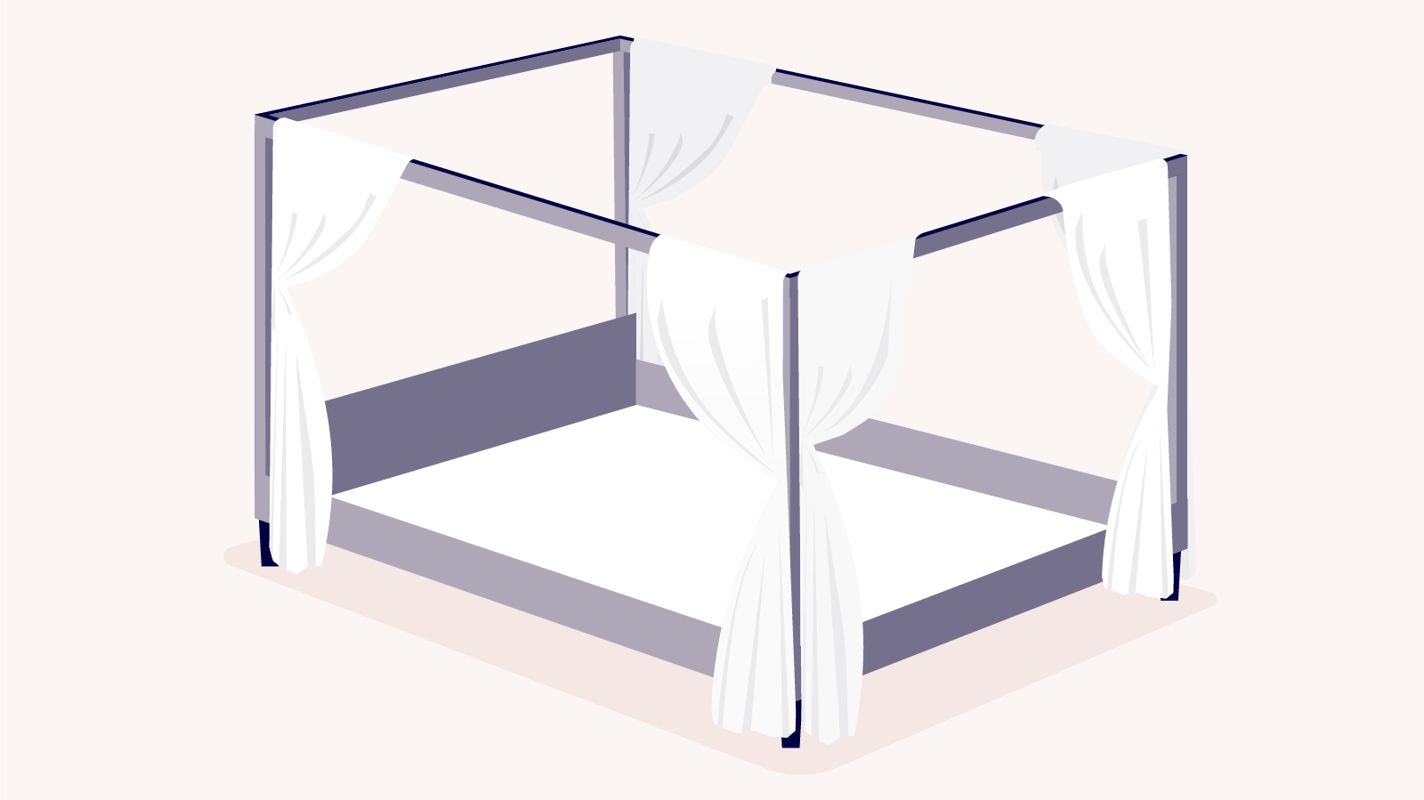 types of bed frames: illustration of a canopy bed frame
