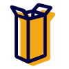icon showing a yellow cardboard box with a blue outline