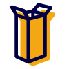 icon showing a yellow cardboard box with a blue outline