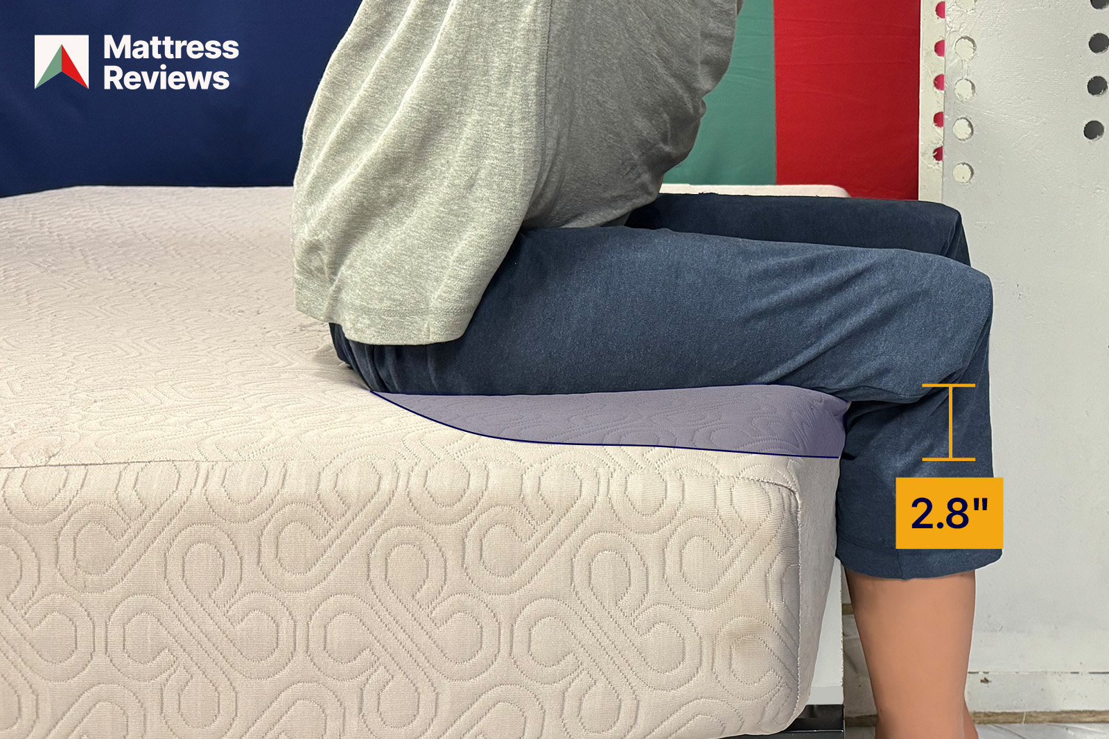 BloomEarthTest2EdgeSupport MattressReviewsca mannequin sitting on a bed showing 28