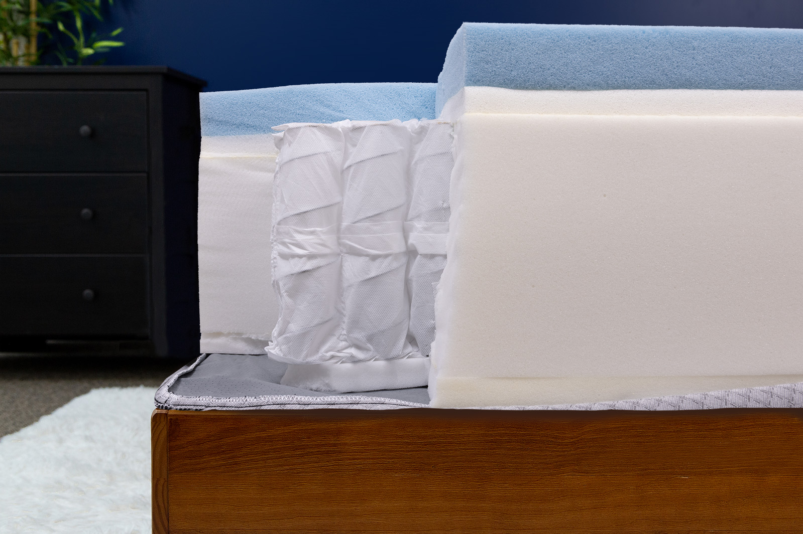 side view of the Douglas Original Hybrid mattress's internal layers