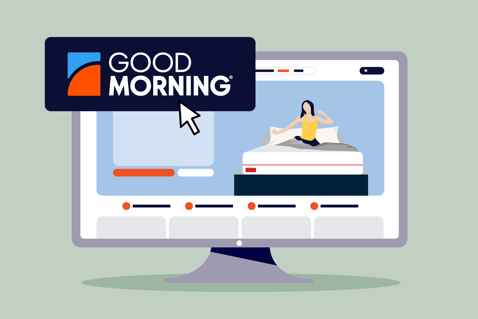 Illustrated image of the GoodMorning website on a computer