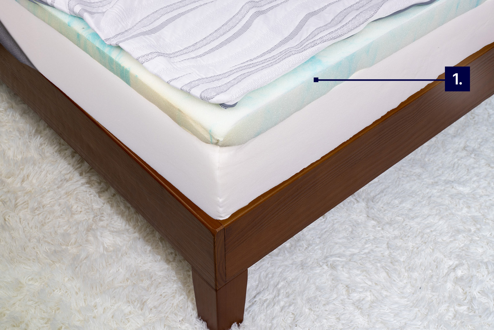 SertaChinookCoolingGraphic MattressReviewsca photo showing corner view of Serta Chinook layers with numbered tag to show cooling features